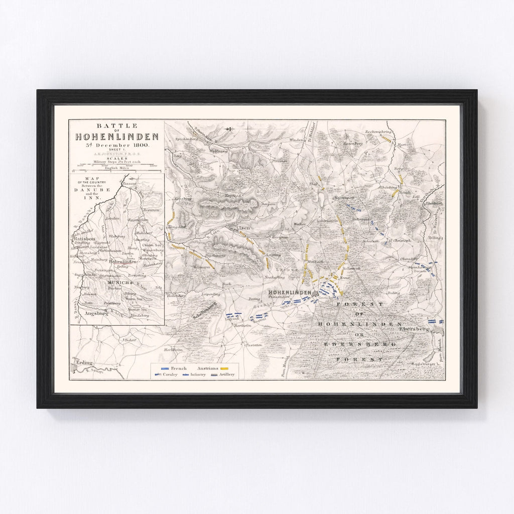 Vintage Map of the Battle of Hohenlinden, 1800