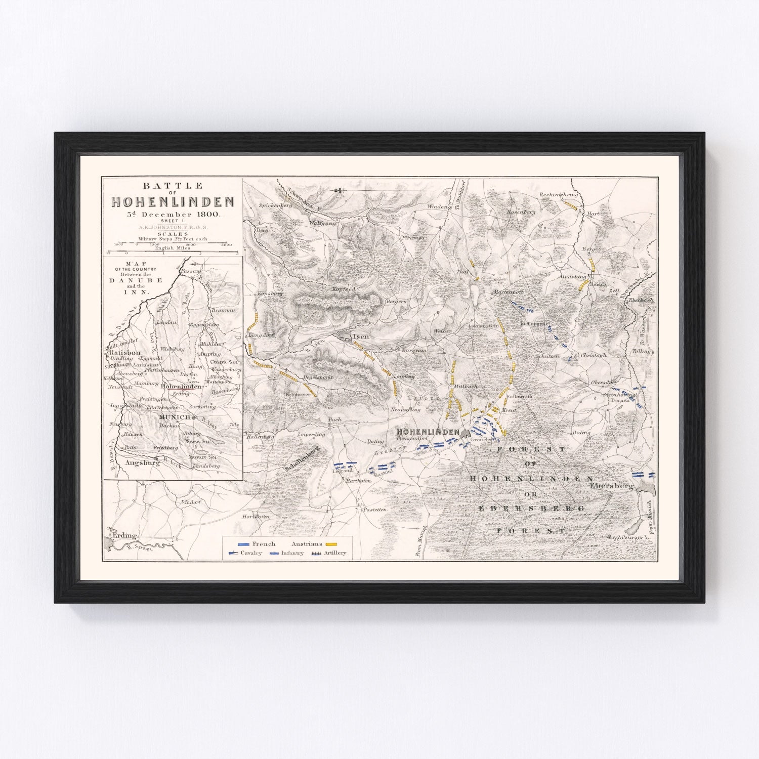 Vintage Map of the Battle of Hohenlinden, 1800