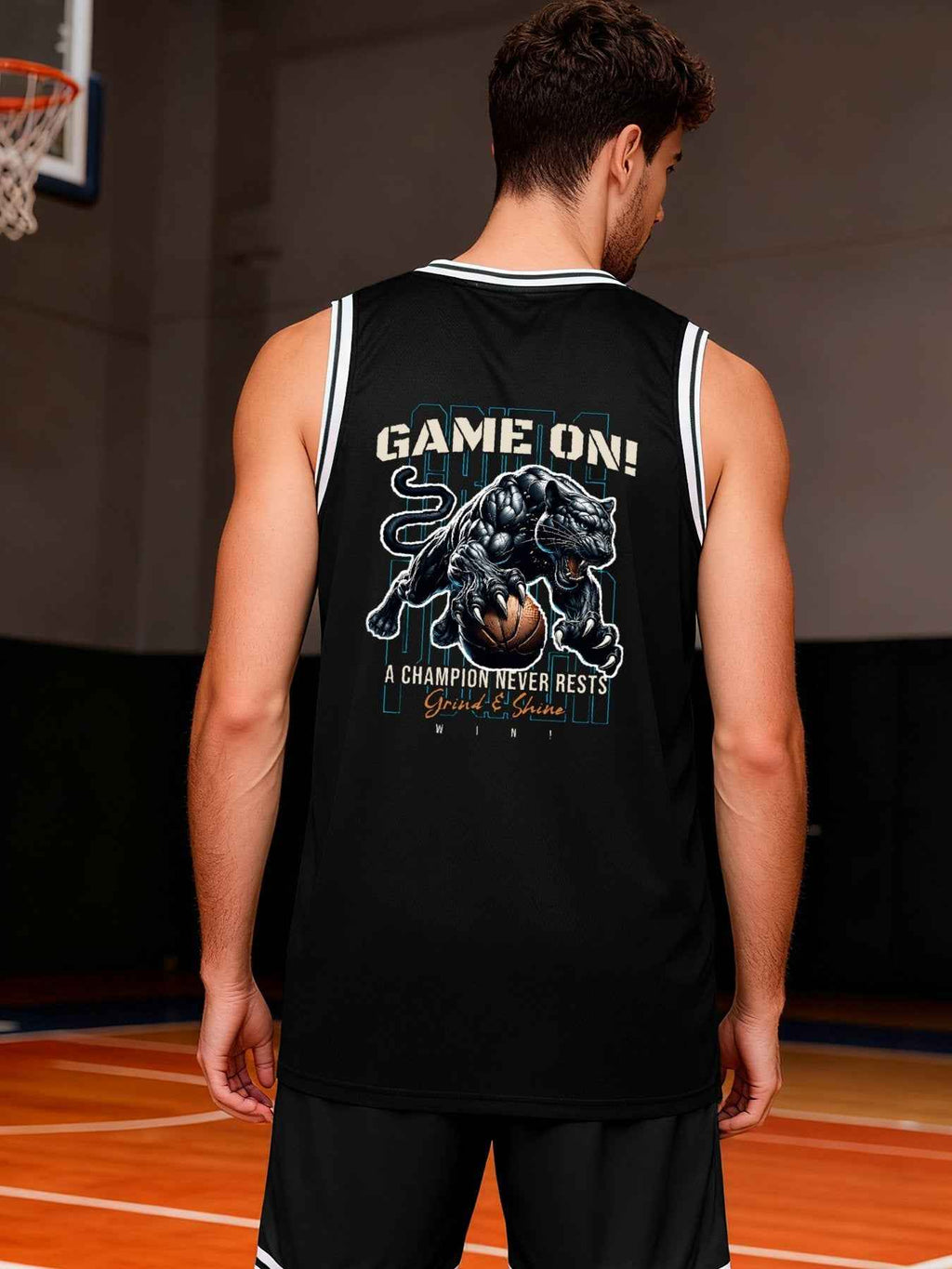 Game On! Grind & Shine Jaguar Black Basketball Jersey - Front & Back Printing