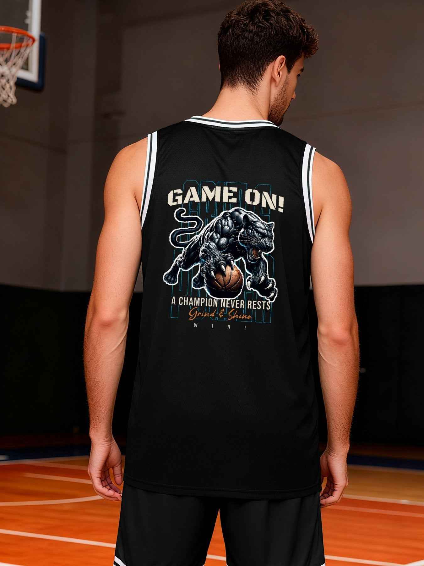 Game On! Grind & Shine Jaguar Black Basketball Jersey - Front & Back Printing