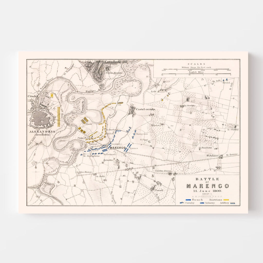 Vintage Map of the Battle of Marengo, 1800