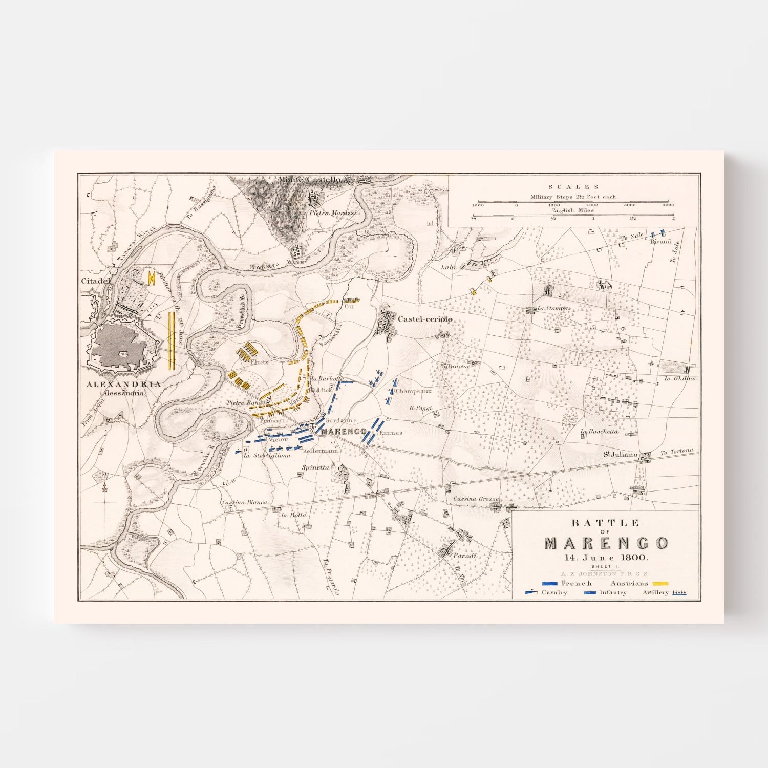 Vintage Map of the Battle of Marengo, 1800