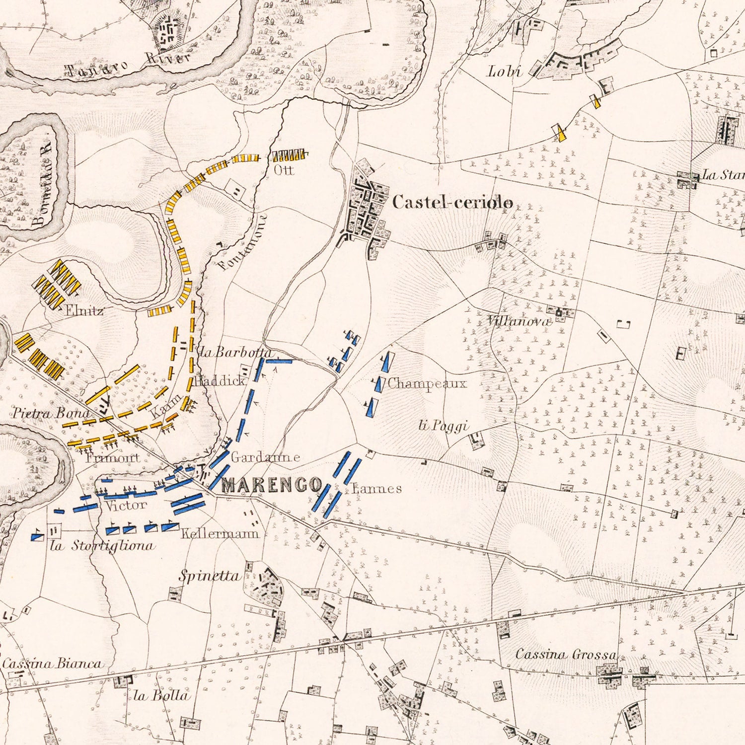 Vintage Map of the Battle of Marengo, 1800