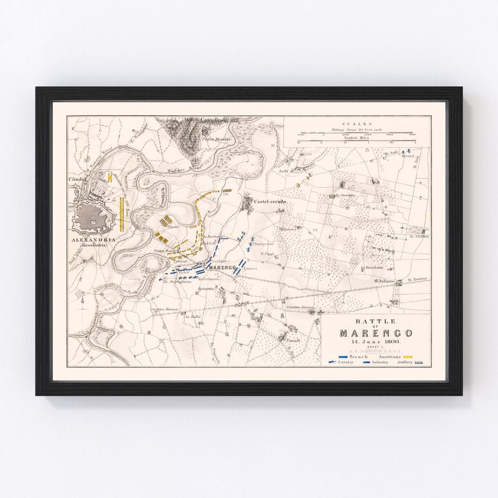 Vintage Map of the Battle of Marengo, 1800
