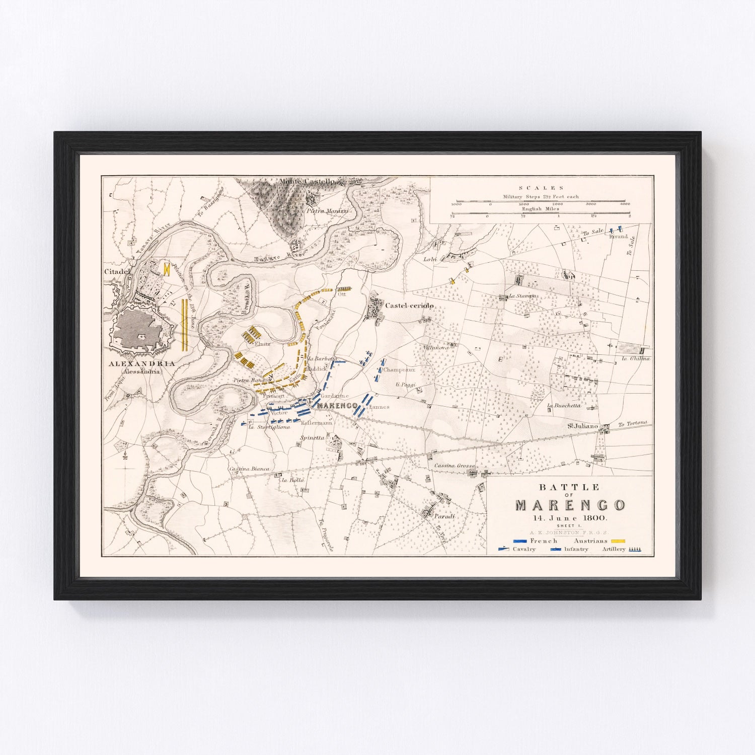 Vintage Map of the Battle of Marengo, 1800