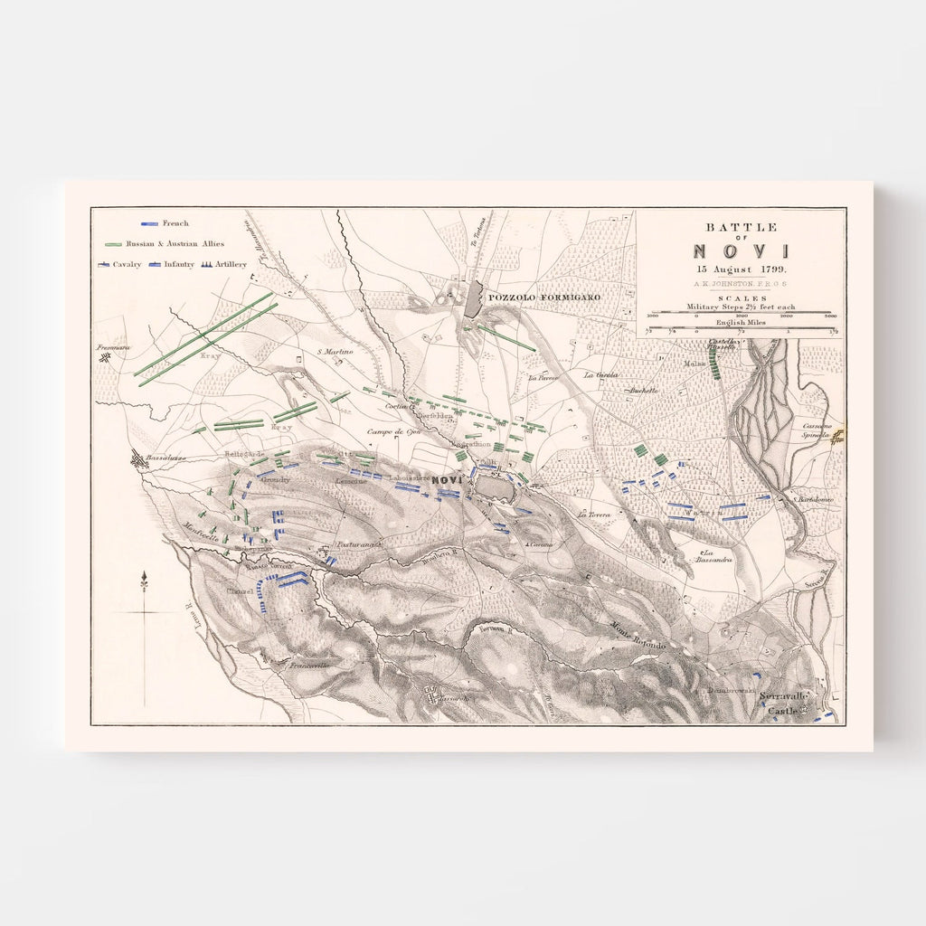 Vintage Map of the Battle of Novi, 1799