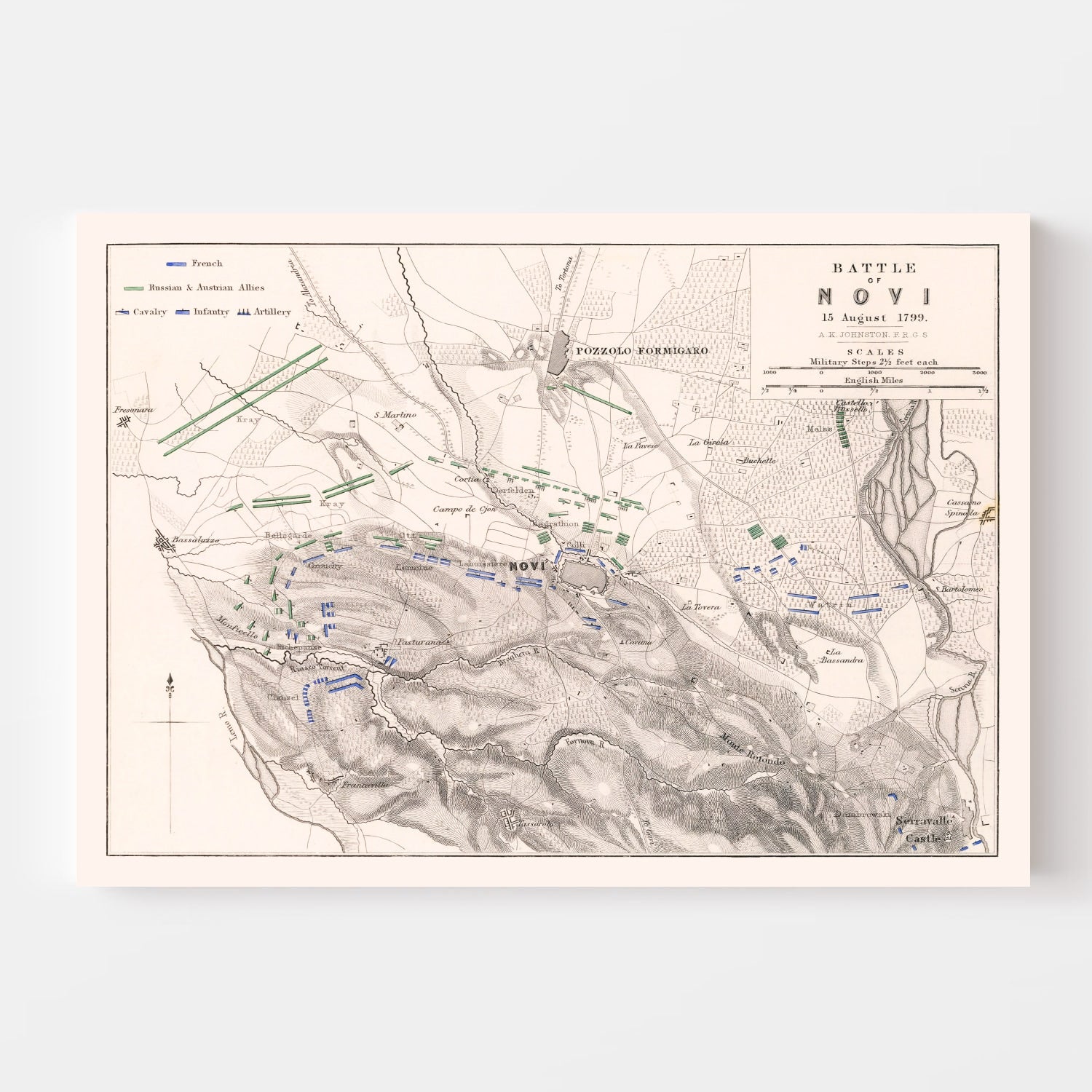 Vintage Map of the Battle of Novi, 1799