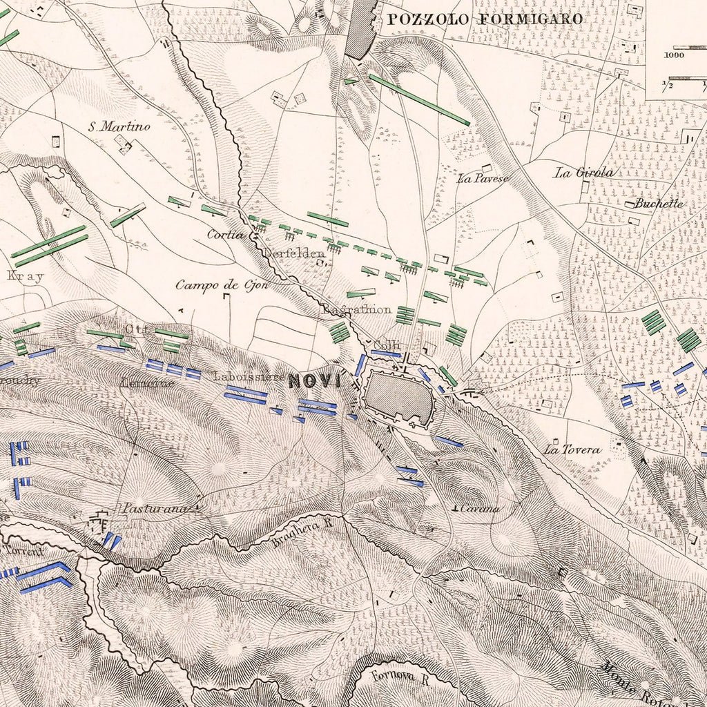 Vintage Map of the Battle of Novi, 1799