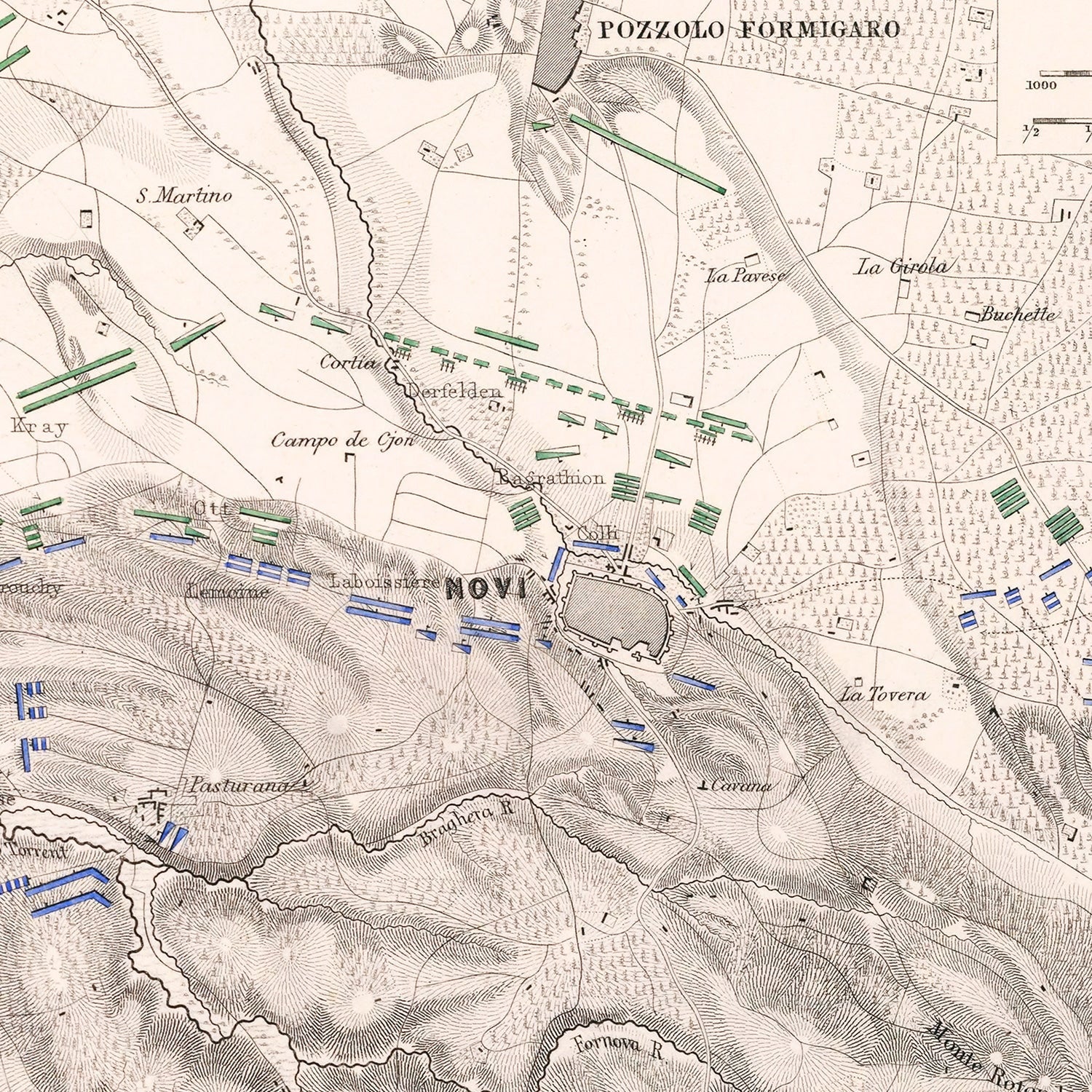 Vintage Map of the Battle of Novi, 1799