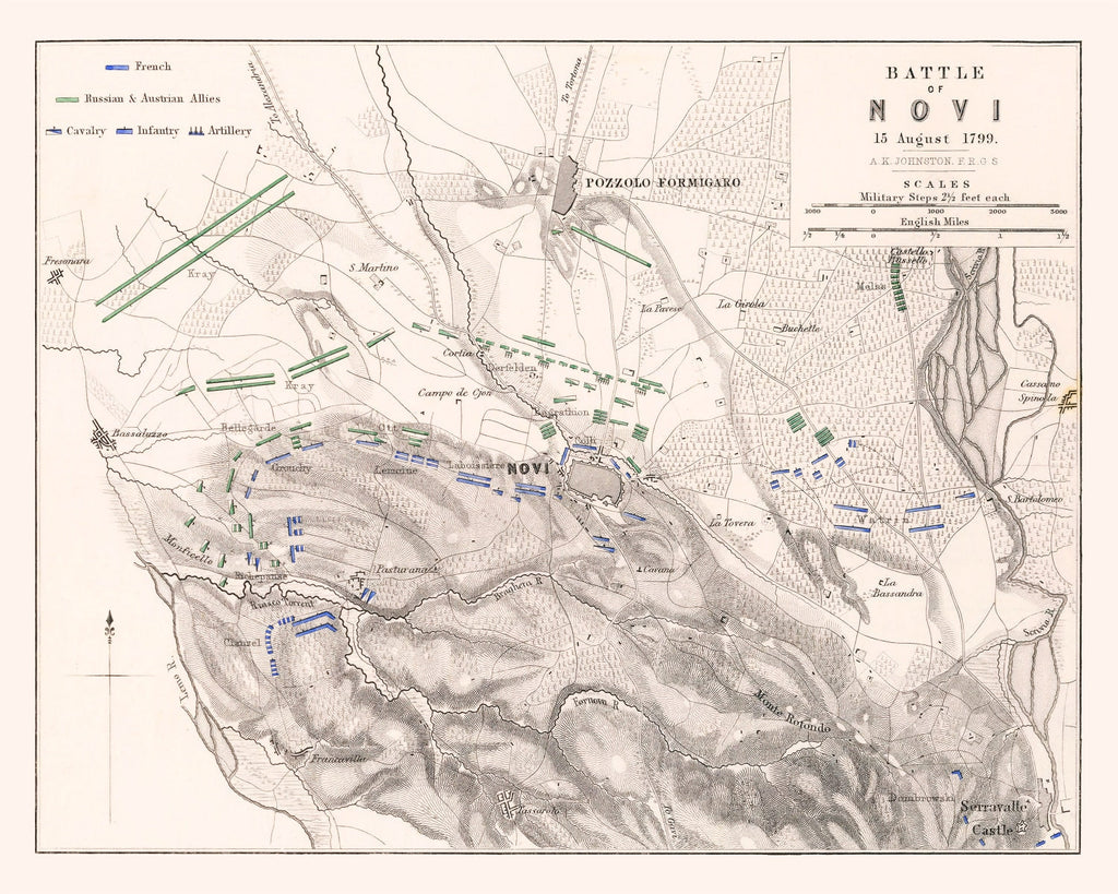 Vintage Map of the Battle of Novi, 1799
