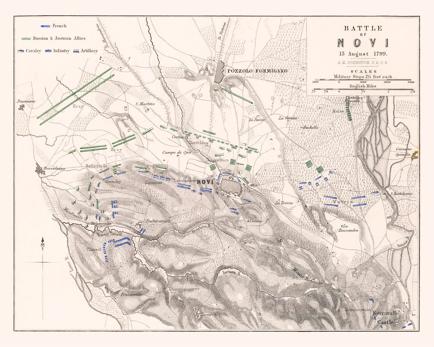 Vintage Map of the Battle of Novi, 1799