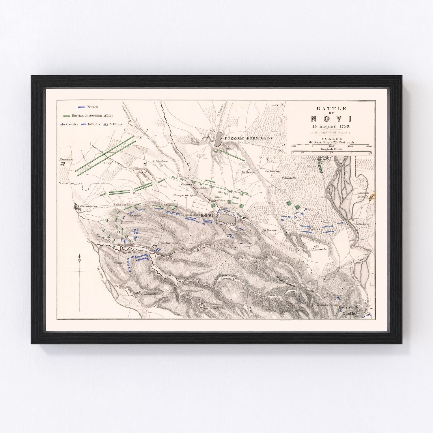 Vintage Map of the Battle of Novi, 1799