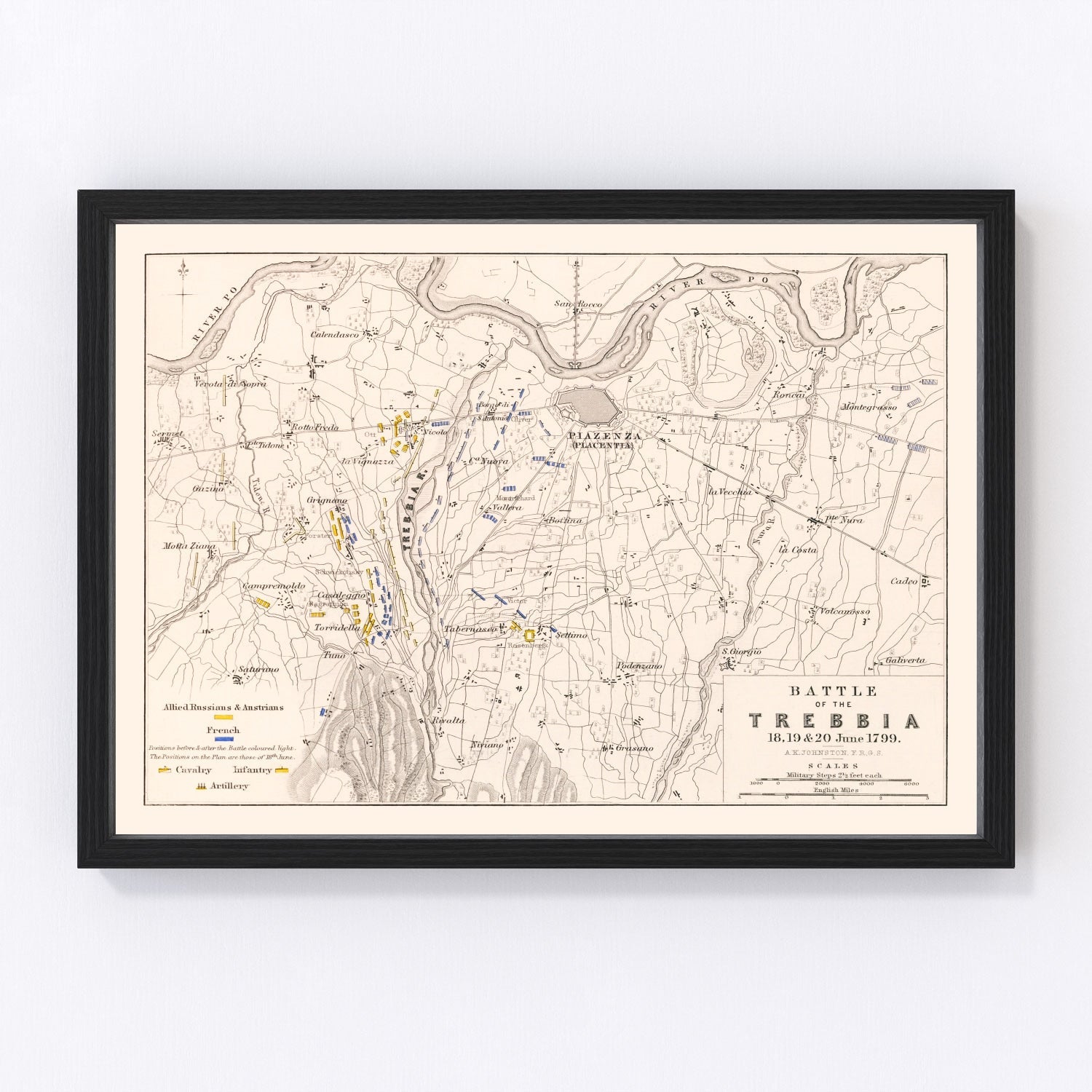 Vintage Map of the Battle of Trebbia, 1799