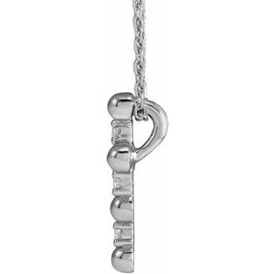 Sterling Silver .07 CTW Natural Diamond Beaded Cross 16-18" Necklace