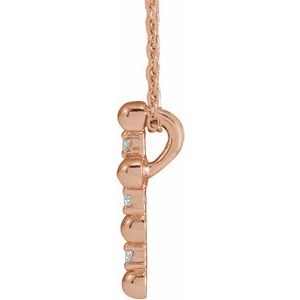 14K Rose Gold .07 CTW Natural Diamond Beaded Cross 16-18" Necklace