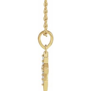 14K Yellow Gold .05 CTW Natural Diamond Petite Cross 16-18" Necklace