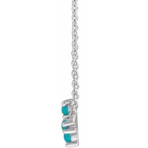 Platinum Natural Turquoise Sideways Cross 18" Necklace