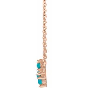 14K Rose Gold Natural Turquoise Sideways Cross 18" Necklace