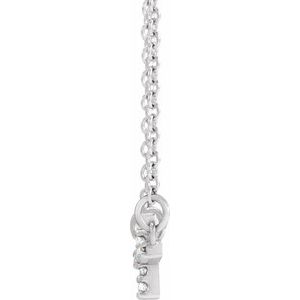 14K White Gold .05 CTW Natural Diamond Sideways Cross 16-18" Necklace