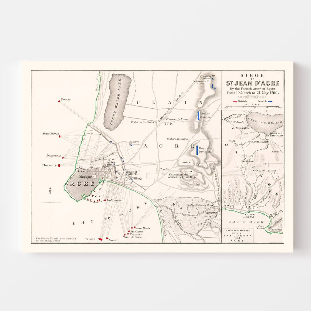 Vintage Map of the Siege of St. Jean d' Acre, 1799