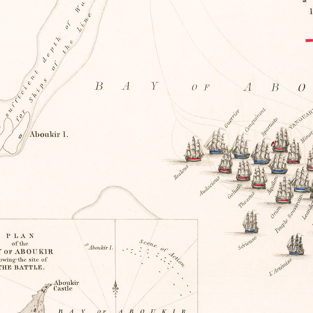 Vintage Map of the Battle of the Nile, 1798
