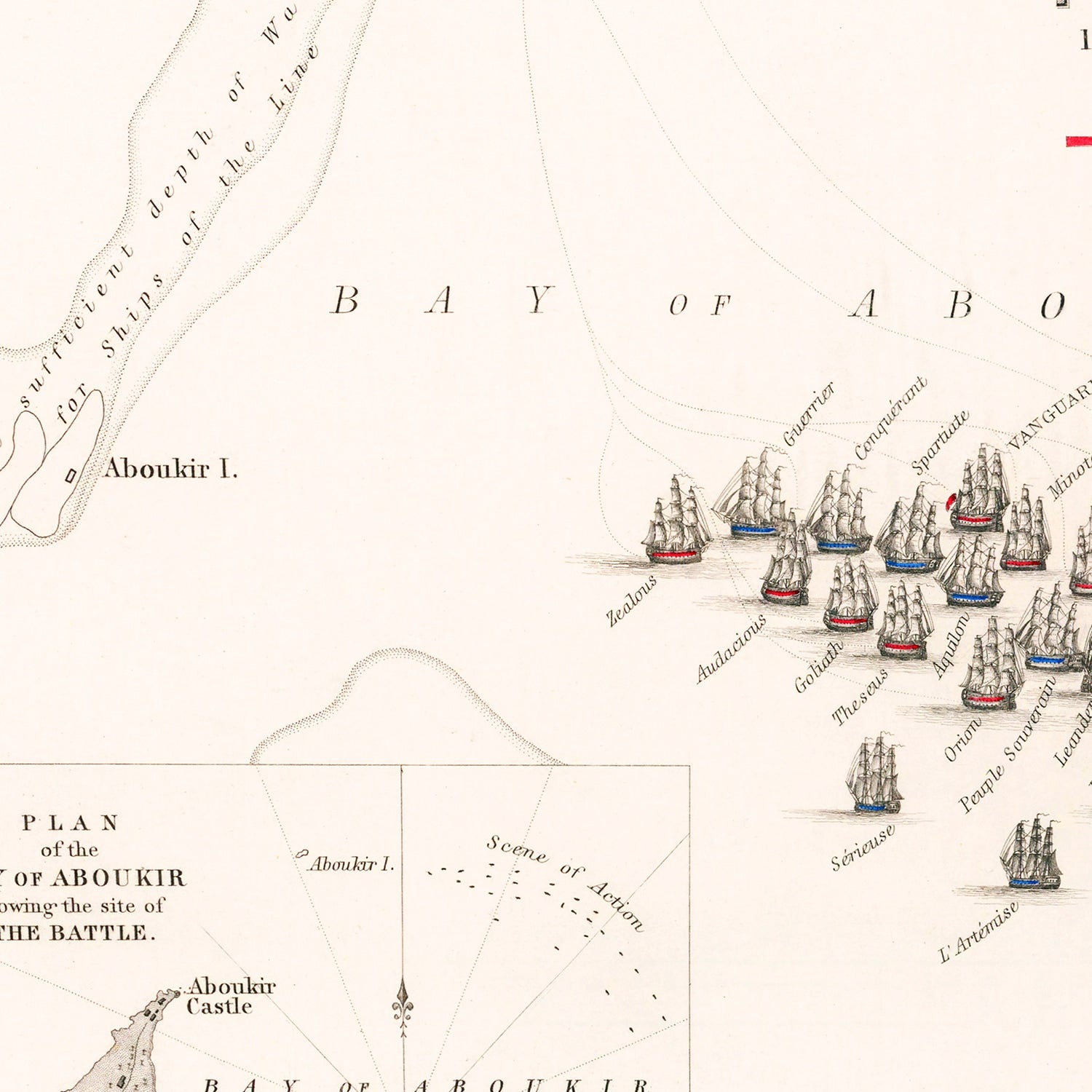 Vintage Map of the Battle of the Nile, 1798