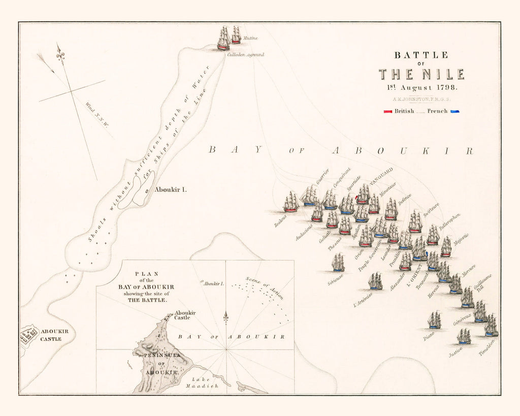 Vintage Map of the Battle of the Nile, 1798