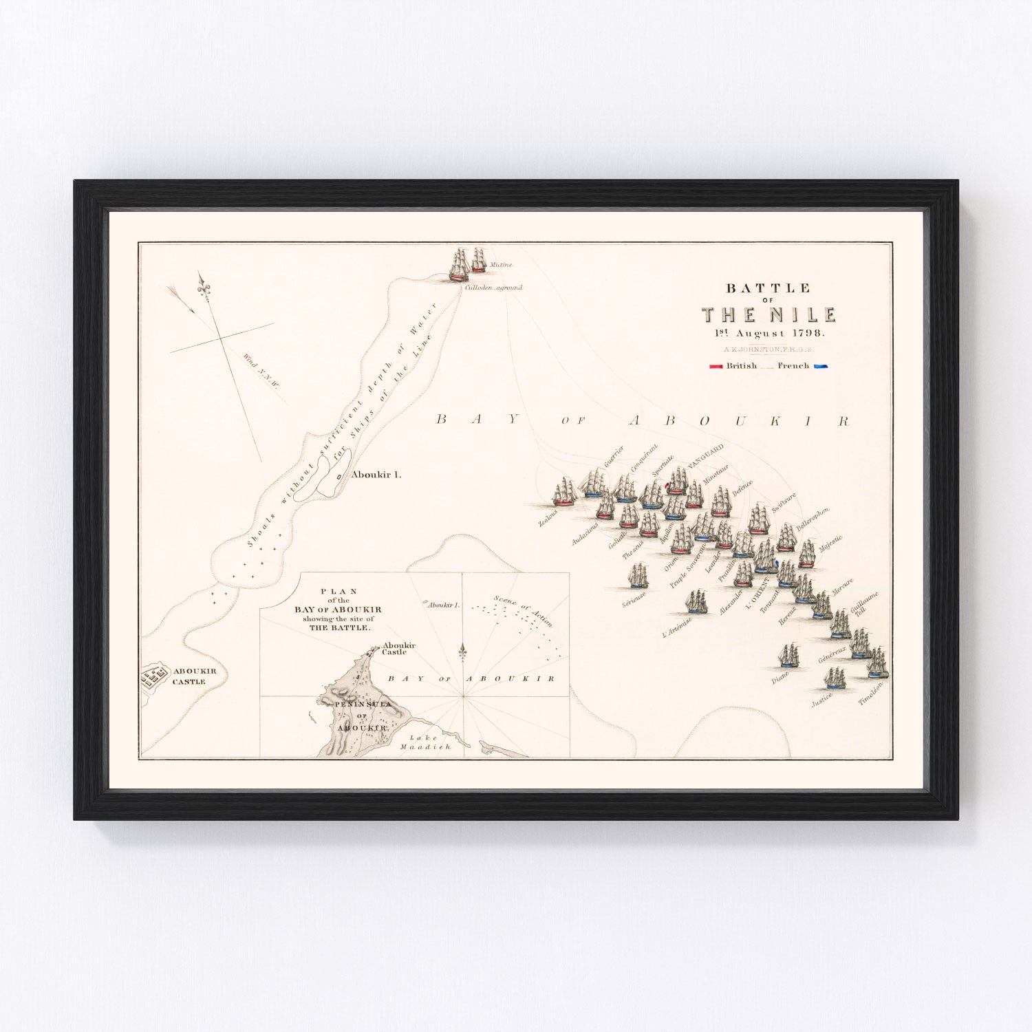 Vintage Map of the Battle of the Nile, 1798