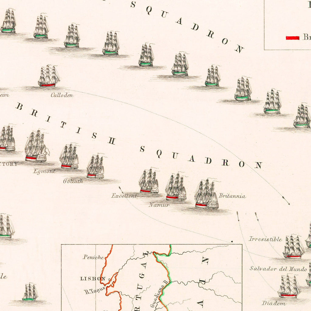Vintage Map of the Battle of Cape St. Vincent, 1797