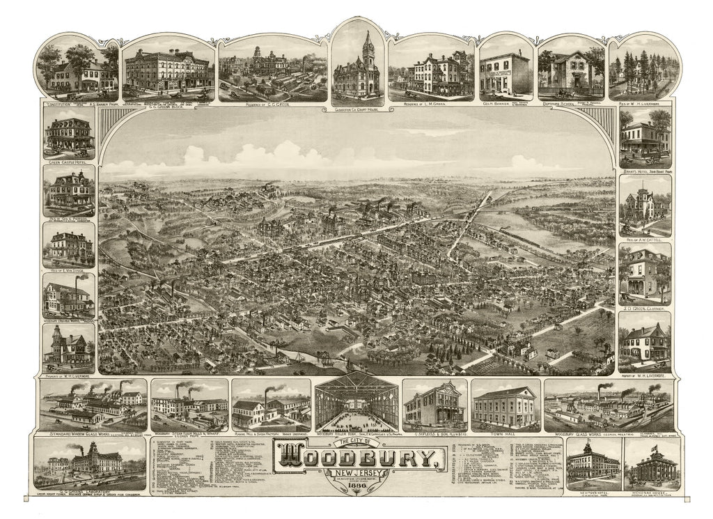Vintage Map of Woodbury, New Jersey 1886