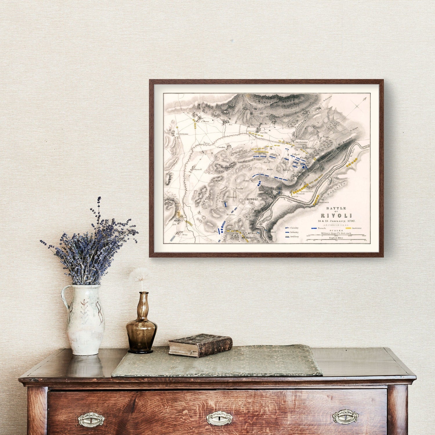 Vintage Map of the Battle of Rivoli, 1797
