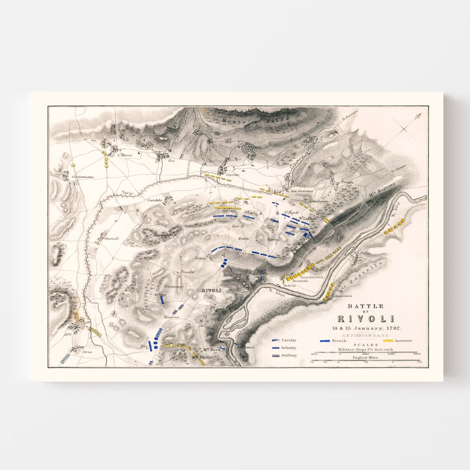 Vintage Map of the Battle of Rivoli, 1797