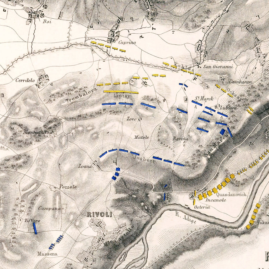 Vintage Map of the Battle of Rivoli, 1797