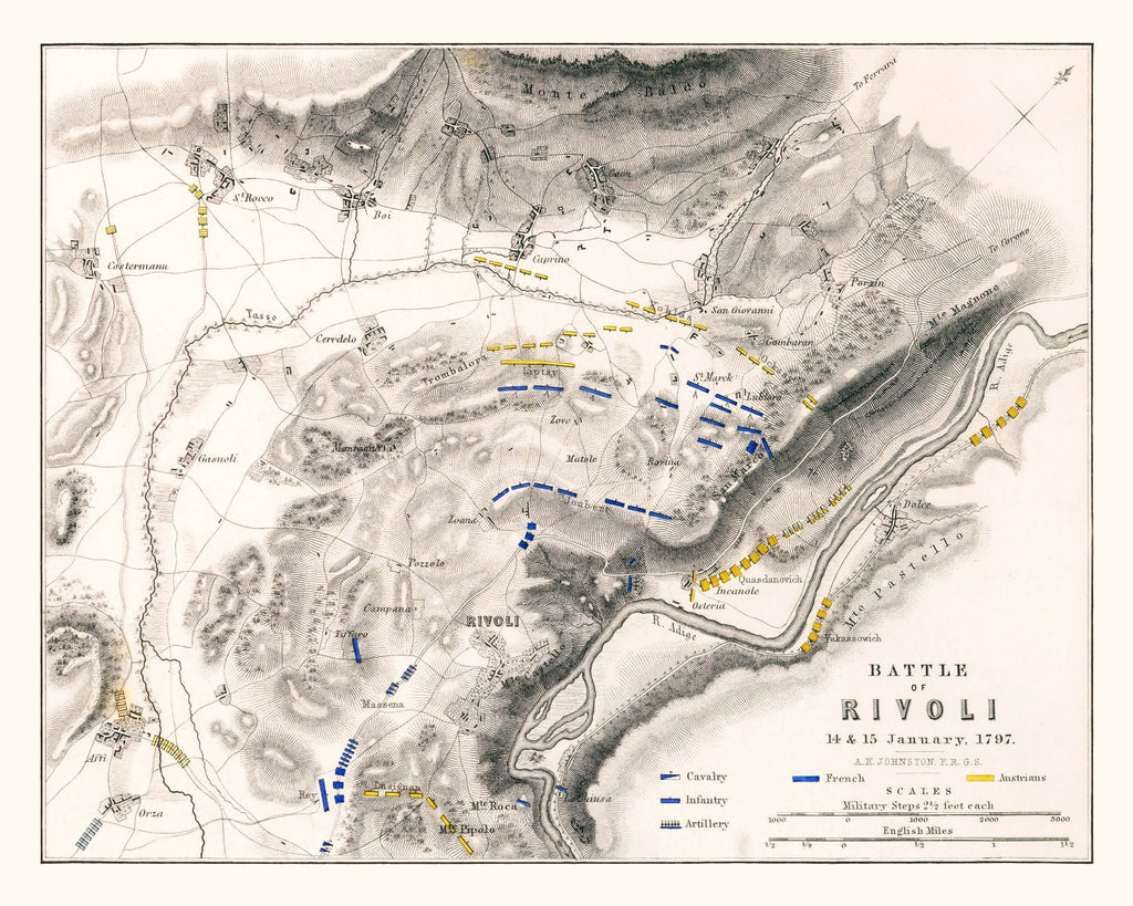 Vintage Map of the Battle of Rivoli, 1797