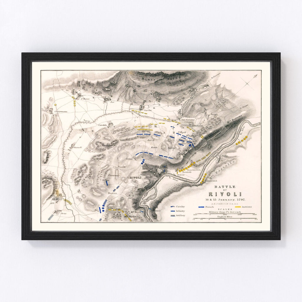 Vintage Map of the Battle of Rivoli, 1797