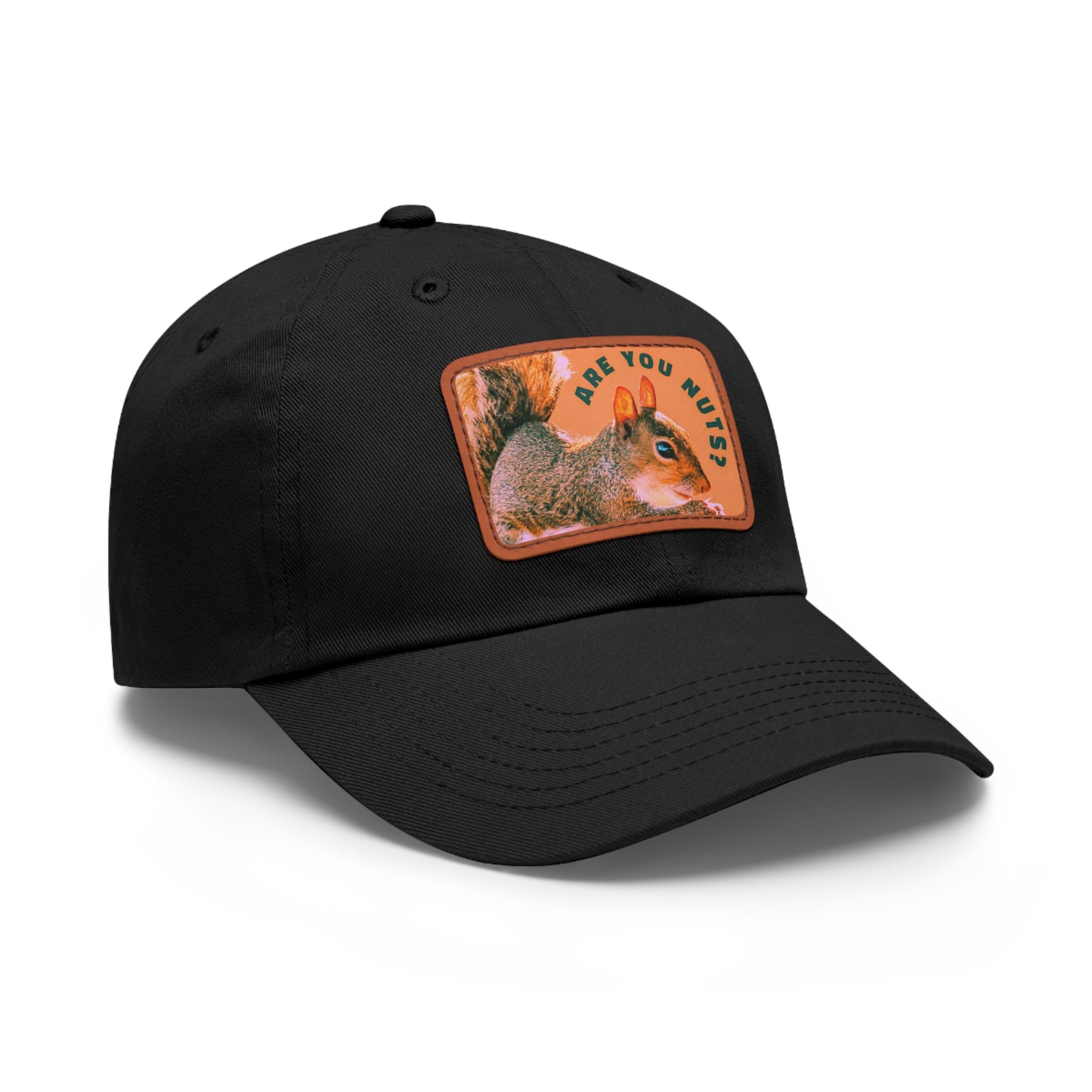 Are You Nuts? Squirrel Hat with Rectangular Leather Patch