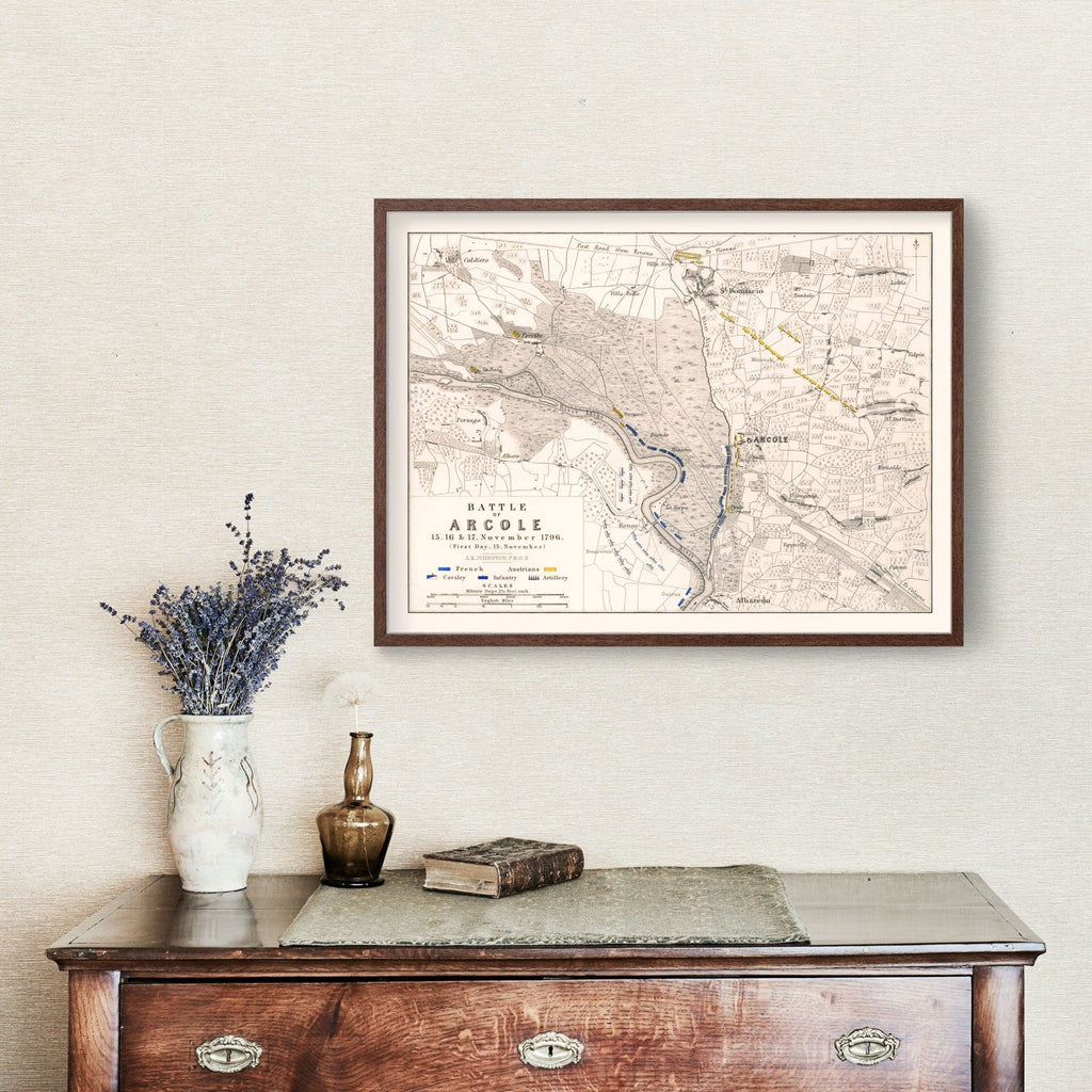 Vintage Map of the Battle of Arcole, 1796