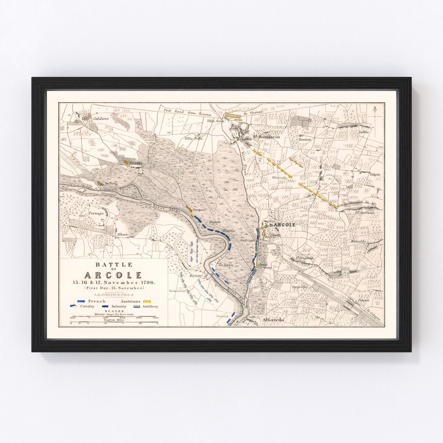 Vintage Map of the Battle of Arcole, 1796