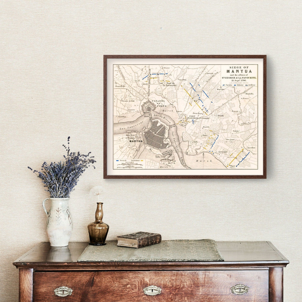 Vintage Map of the Siege of Mantua, 1796