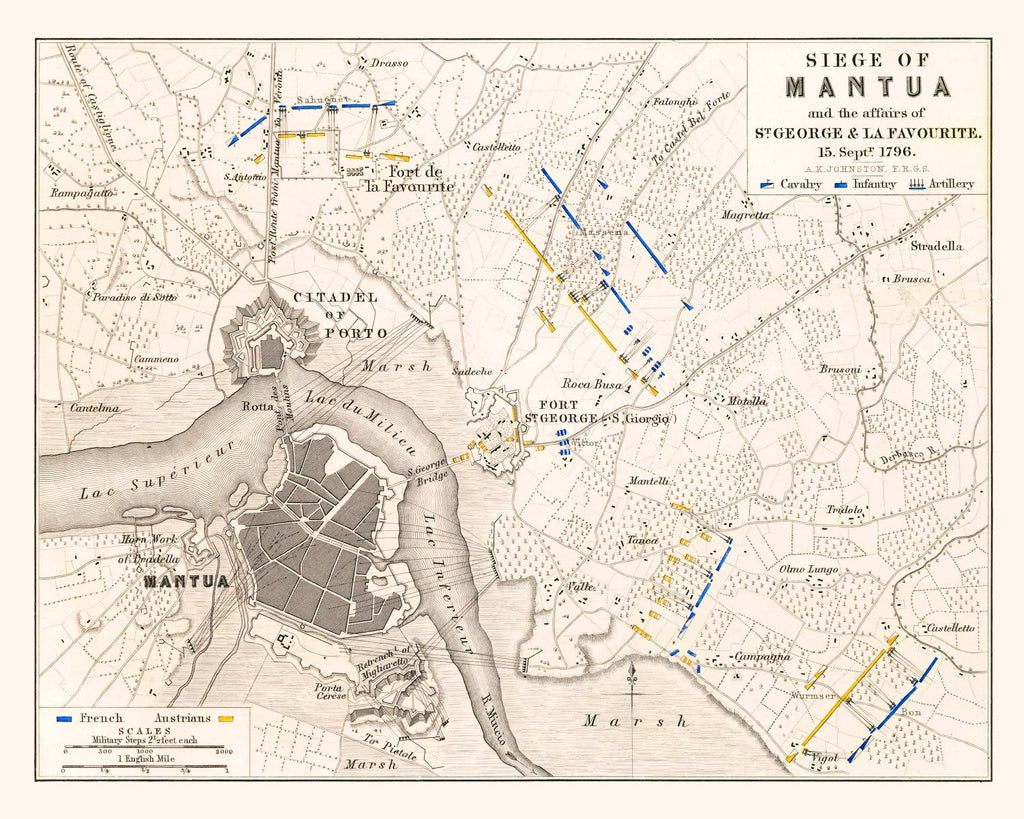 Vintage Map of the Siege of Mantua, 1796