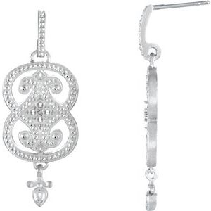 18K White Gold Vintage-Inspired Earring Mounting
