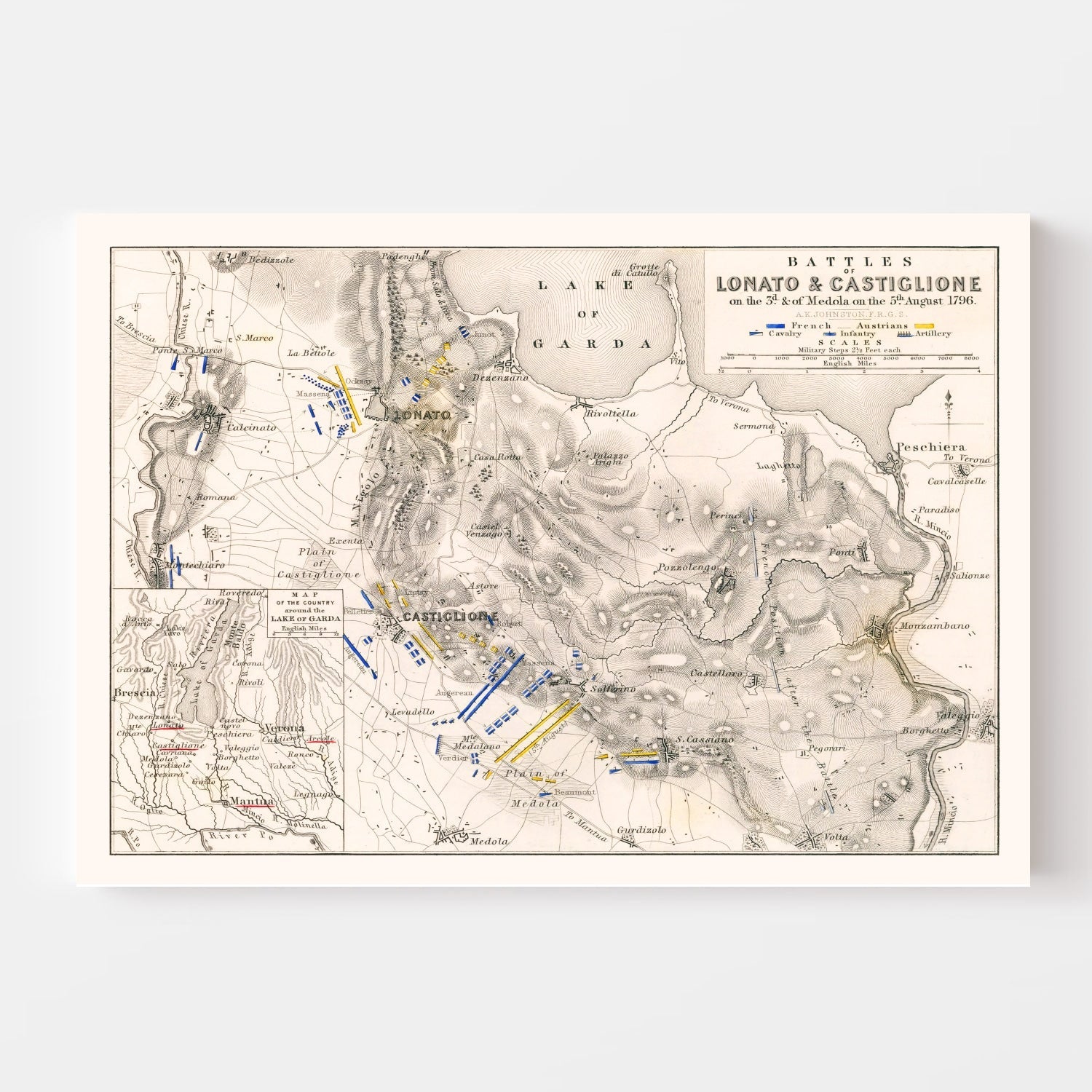 Vintage Map of the Battles of Lonato & Castiglione, 1796
