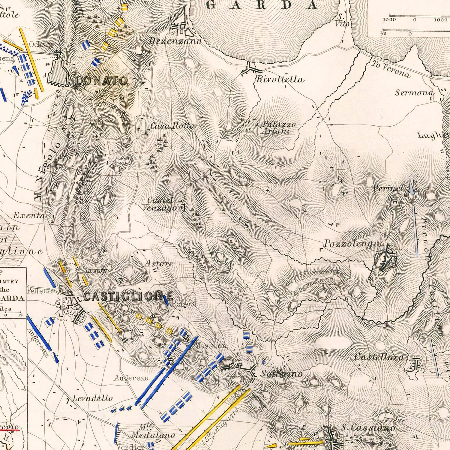 Vintage Map of the Battles of Lonato & Castiglione, 1796
