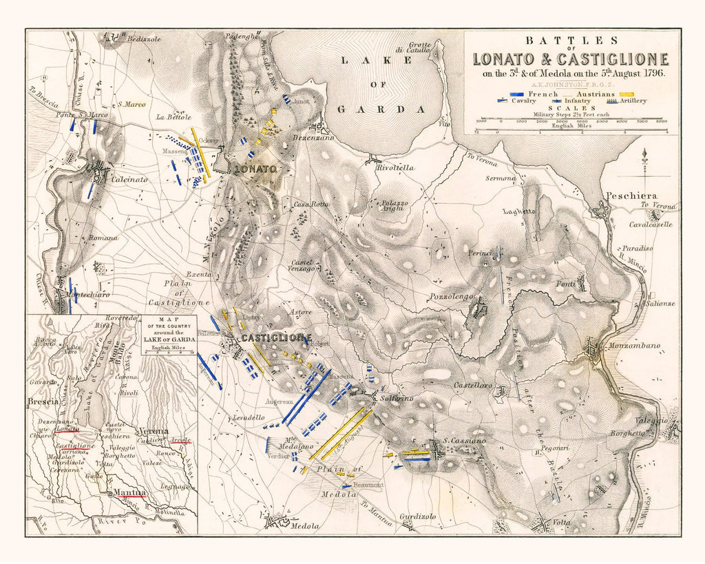 Vintage Map of the Battles of Lonato & Castiglione, 1796