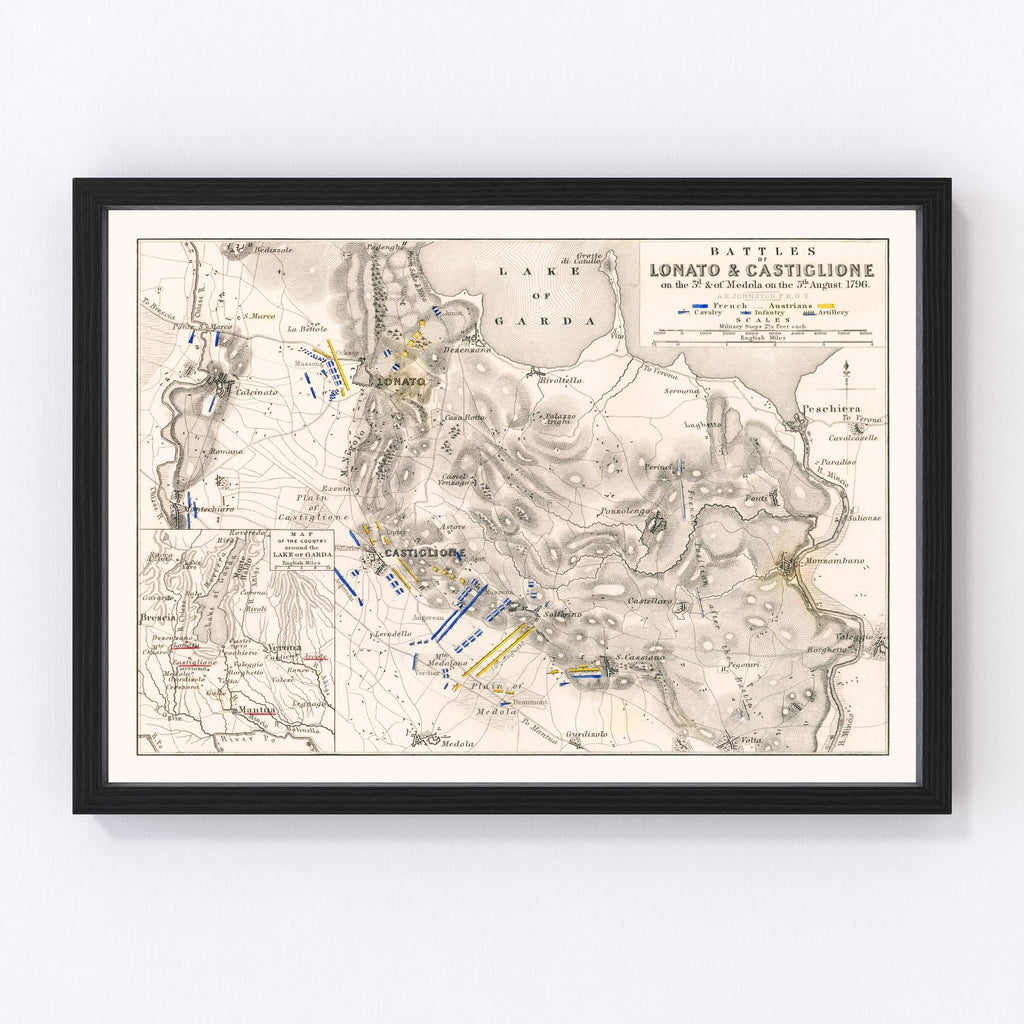Vintage Map of the Battles of Lonato & Castiglione, 1796
