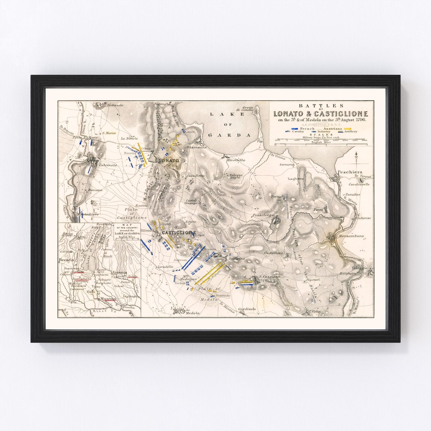 Vintage Map of the Battles of Lonato & Castiglione, 1796