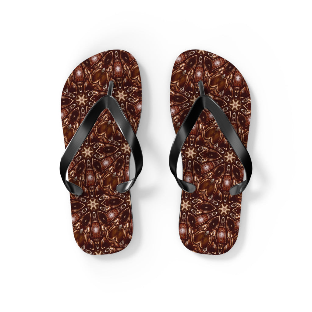 Brown and Beige Star Pattern Flip Flops