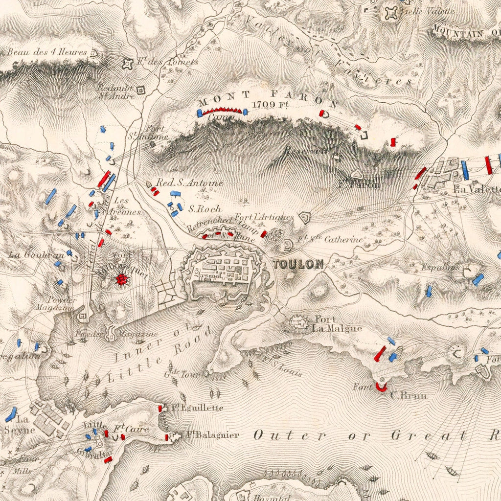 Vintage Map of the Siege of Toulon, 1793