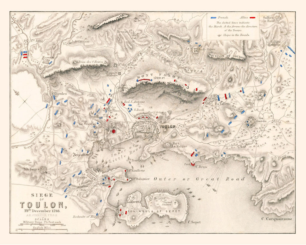 Vintage Map of the Siege of Toulon, 1793