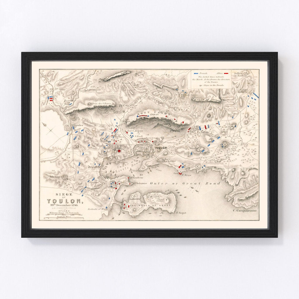 Vintage Map of the Siege of Toulon, 1793